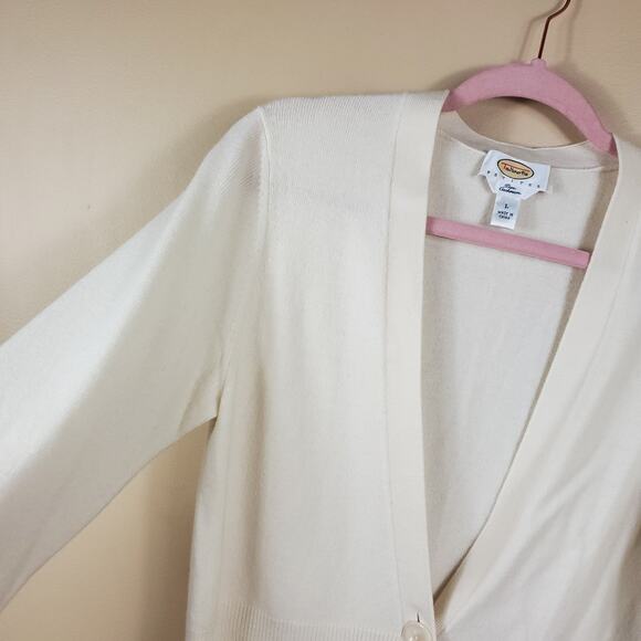 Talbots Cream 100% Cashmere One Button Cardigan Size L - Picture 4 of 12